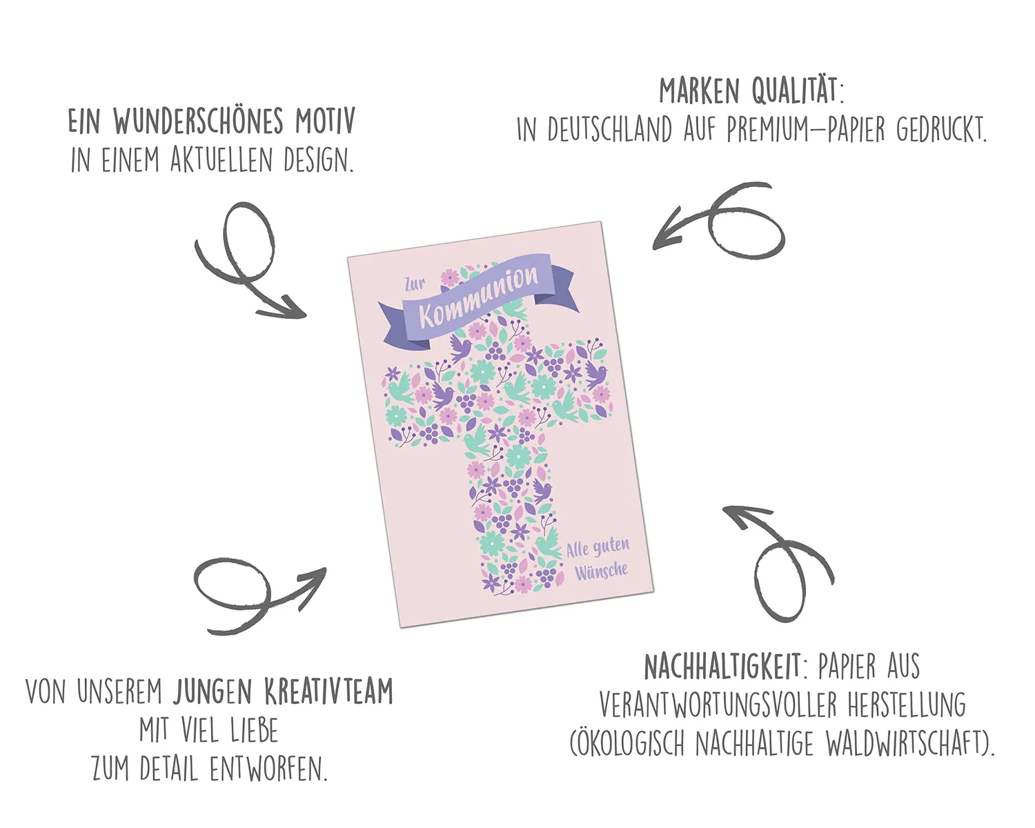 Edition Seidel Premium KO261 communiekaart met envelop bloemen