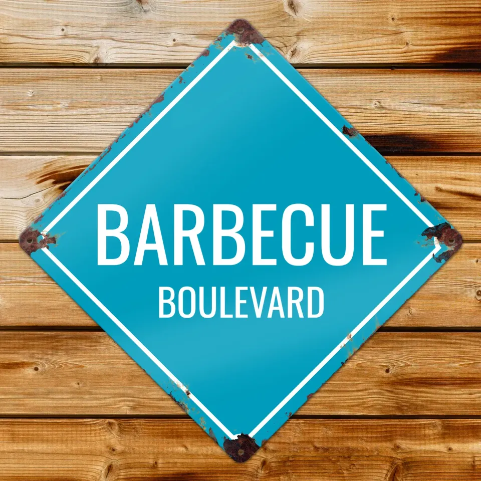 Gozi BBQ Blvd metalen bord 30x30cm ruit personaliseerbaar