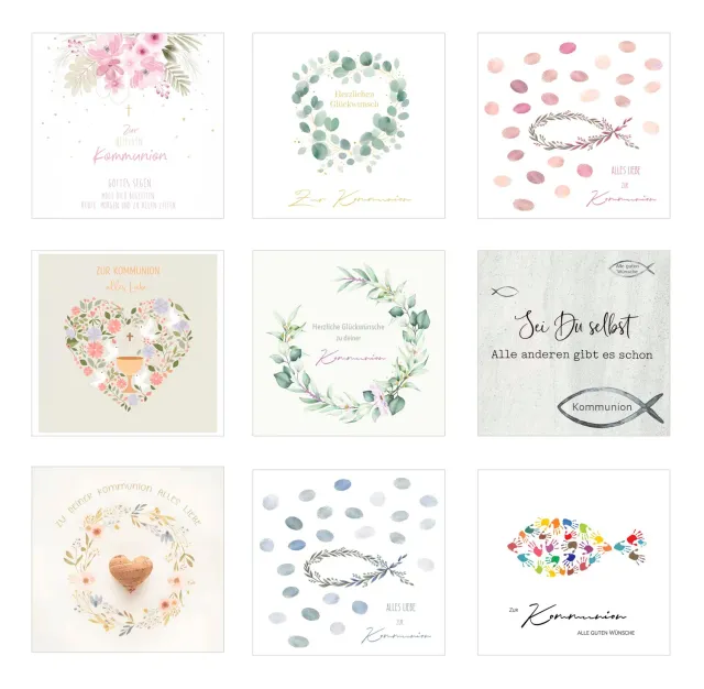Edition Seidel Premium 33006 communiekaarten vierkant set 9 met envelop