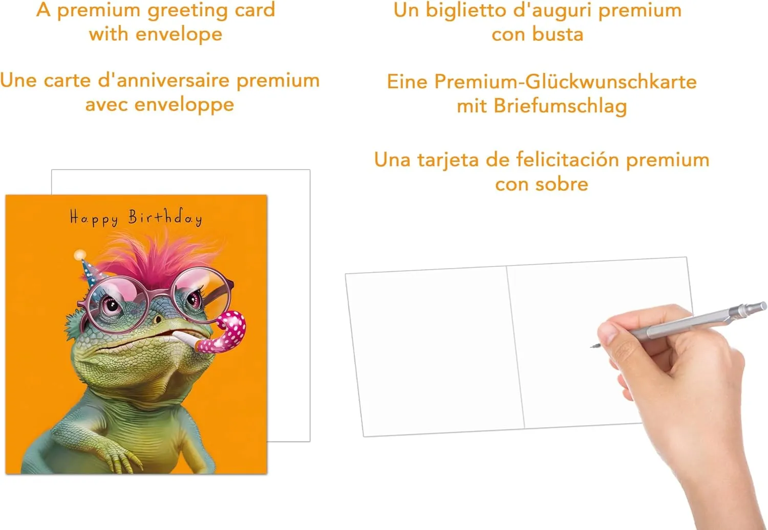 Edition Seidel Premium verjaardagskaart GQ316 hagedis vierkant