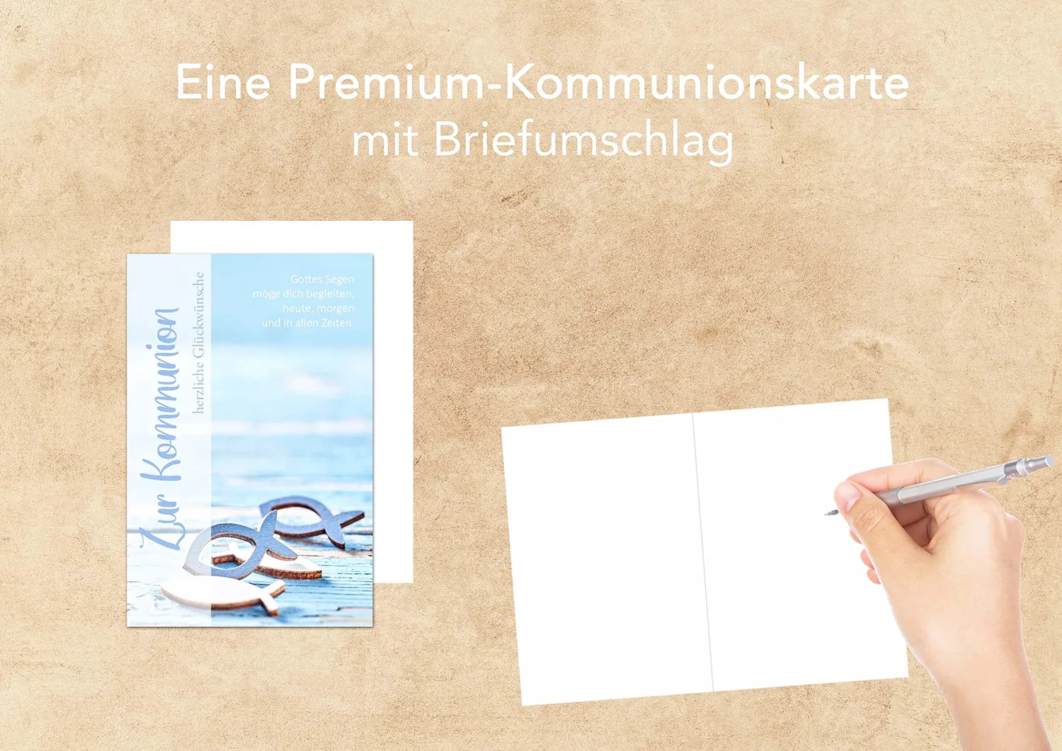 Edition Seidel Premium KO253a SW022 wenskaart communie vis