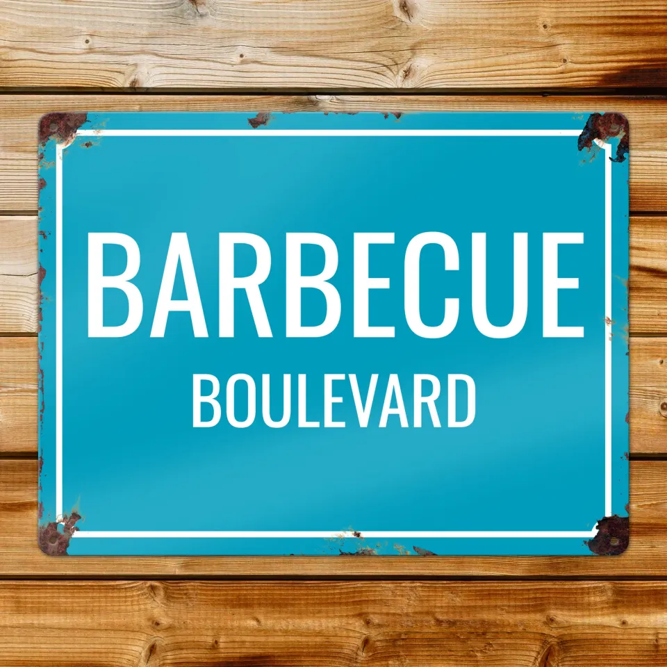 Gozi BBQ Blvd metalen bord 40x30 cm straatnaambord