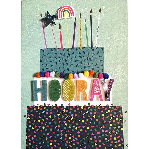 Sellers Publishing B12891 verjaardagskaart hooray 4 stuks