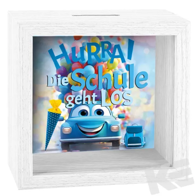 Kurt Eulzer 01-0309 spaarpot hout 11x11 cm school jongen