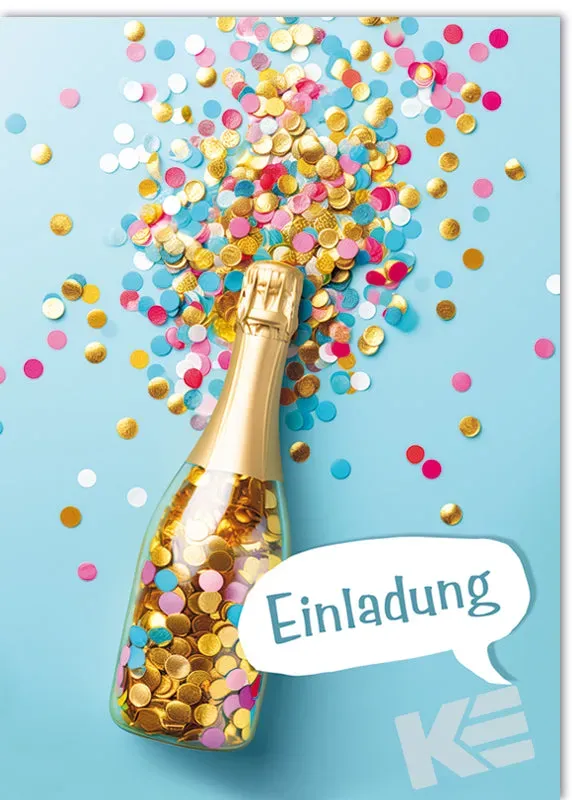 Kurt Eulzer 41-3497 uitnodiging Sekt confetti 5st