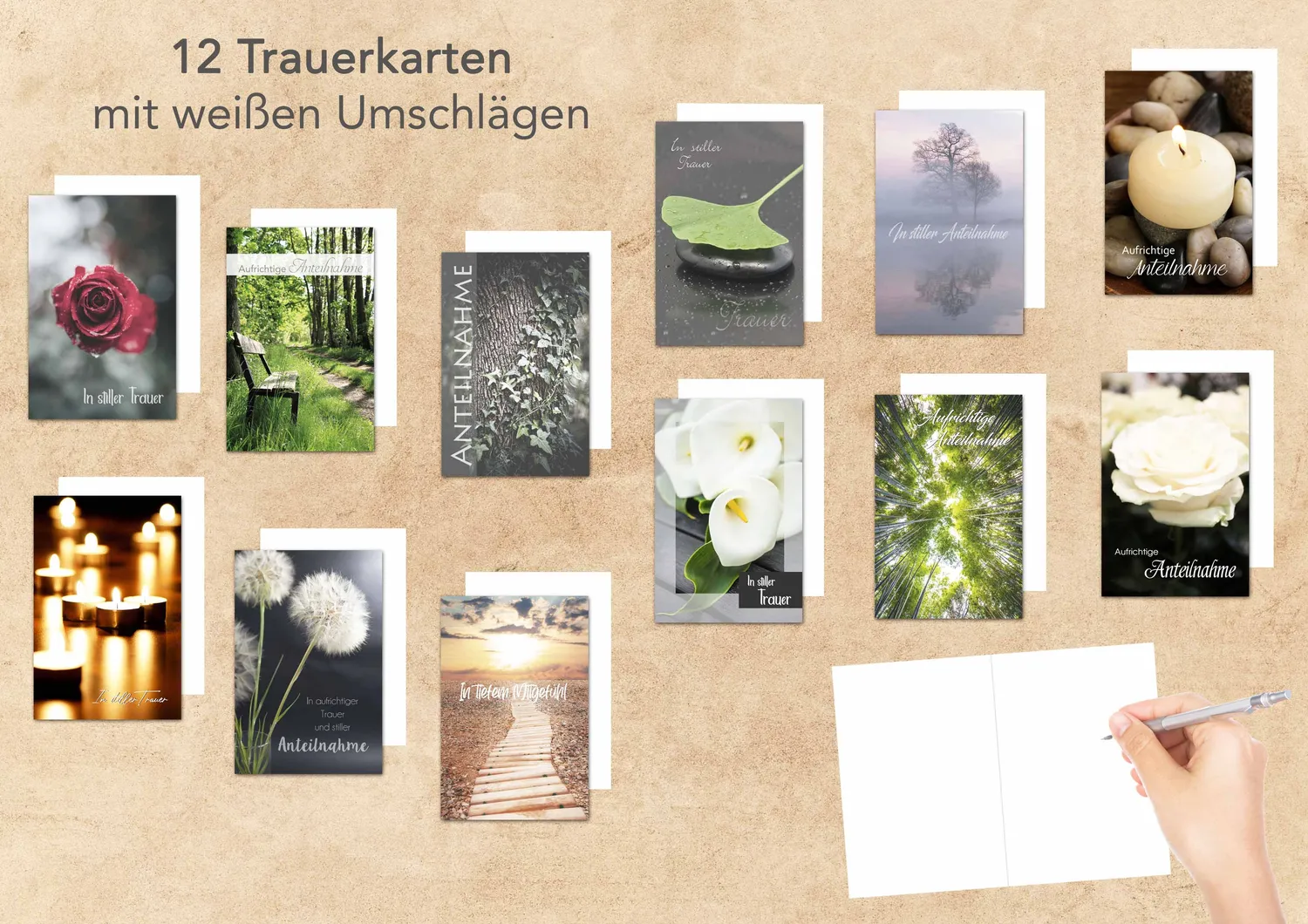 Edition Seidel rouwkaart 20848 set van 12 met envelop ingetogen