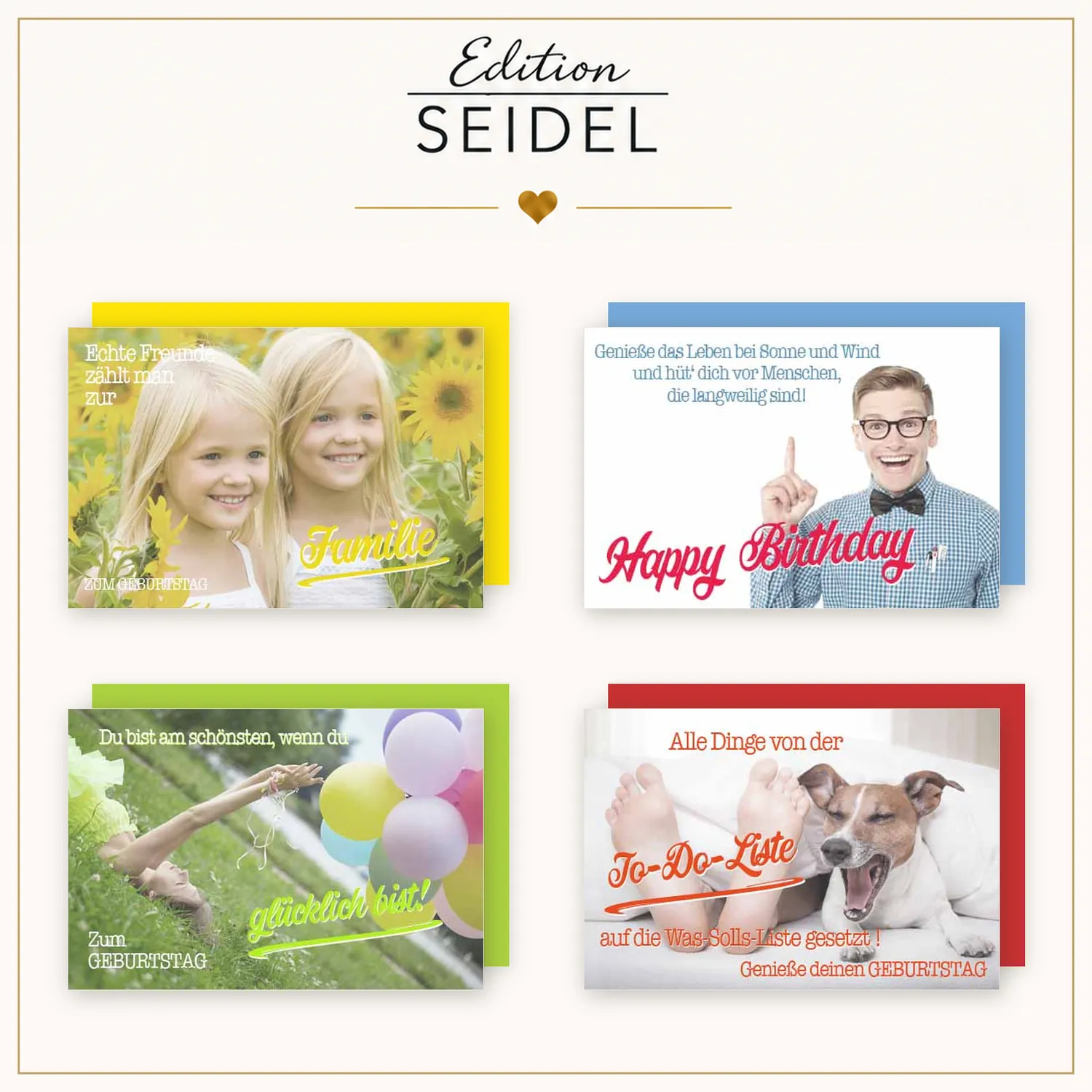 Edition Seidel 36700 verjaardagskaarten 12 stuks met envelop