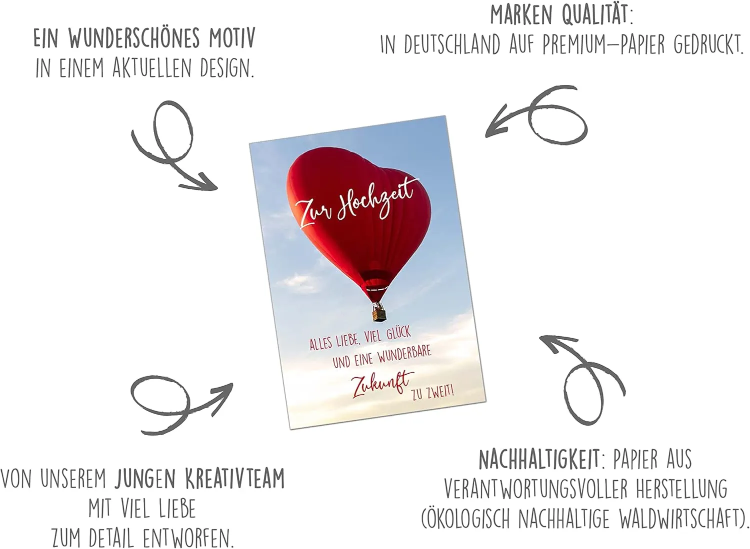 Edition Seidel Hartjesballon huwelijkskaart met envelop