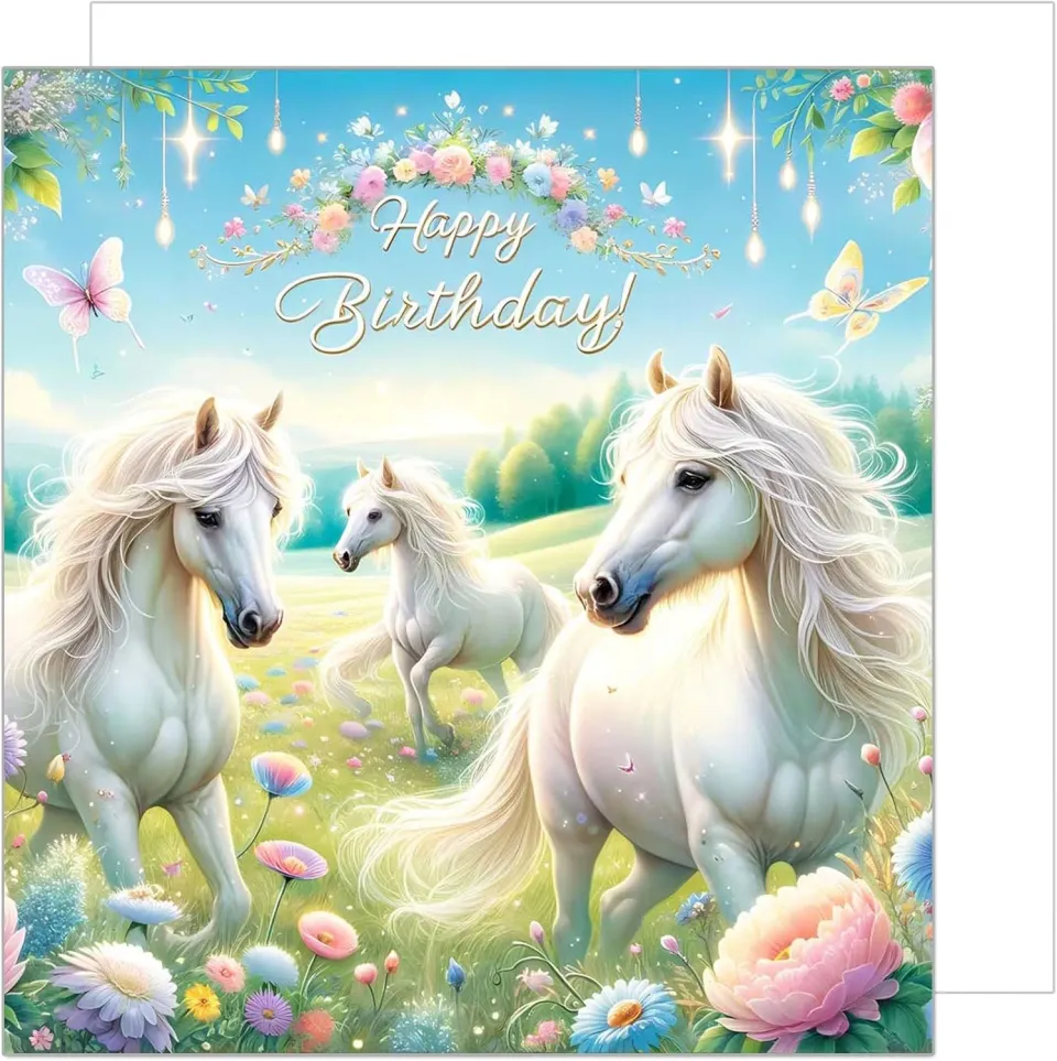 Edition Seidel GQ268 SW024 verjaardagskaart paarden vierkant