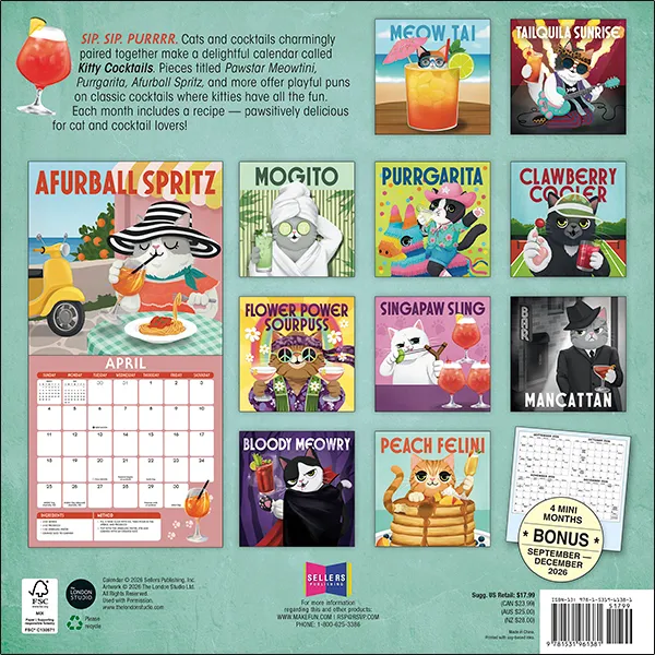 Sellers Publishing Kitty Cocktails 2027 wandkalender katten