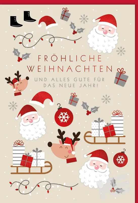 Kurt Eulzer 22-1070 kerstkaart slee rendier dubbele tekst