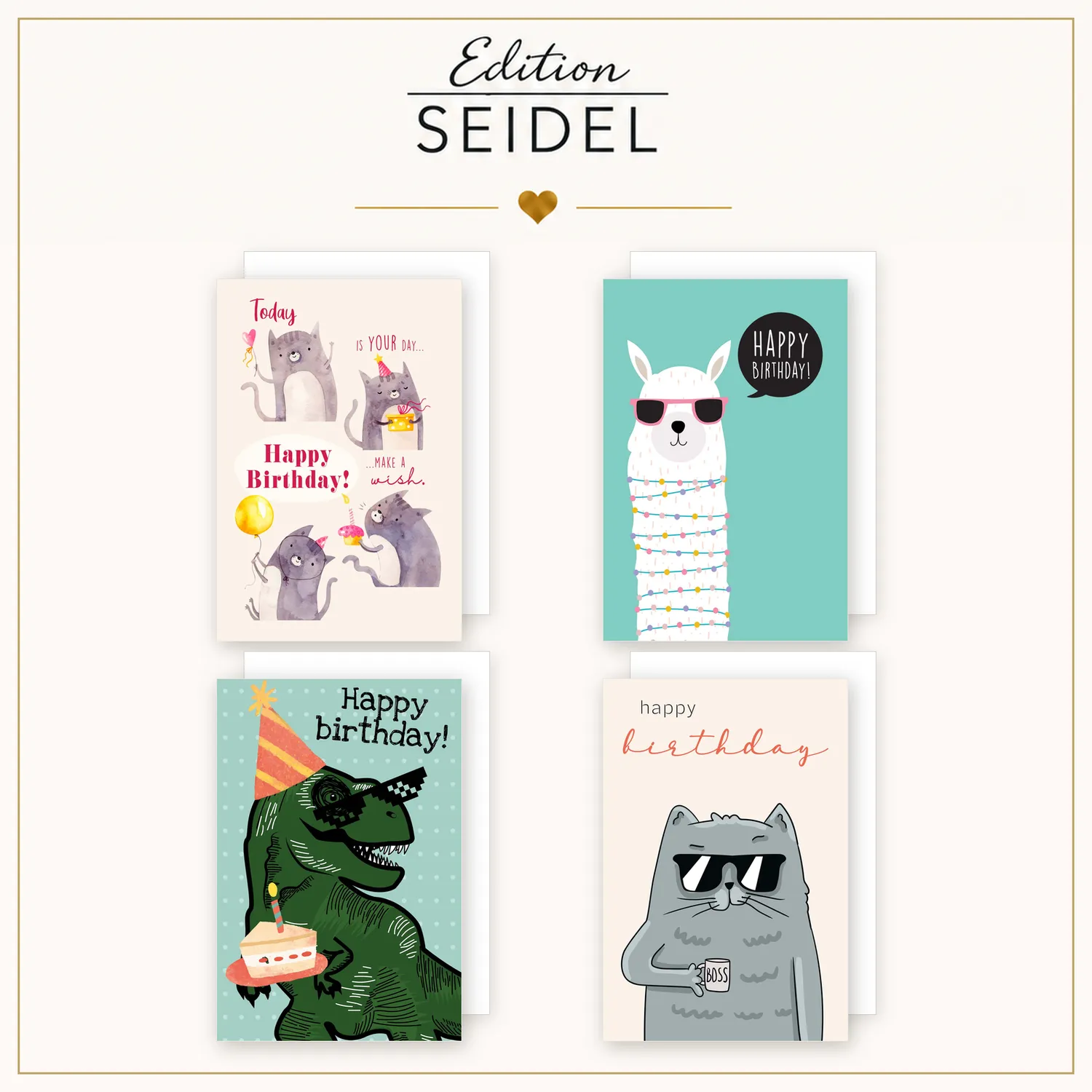 Edition Seidel 36698 verjaardagskaarten 6 stuks grappig