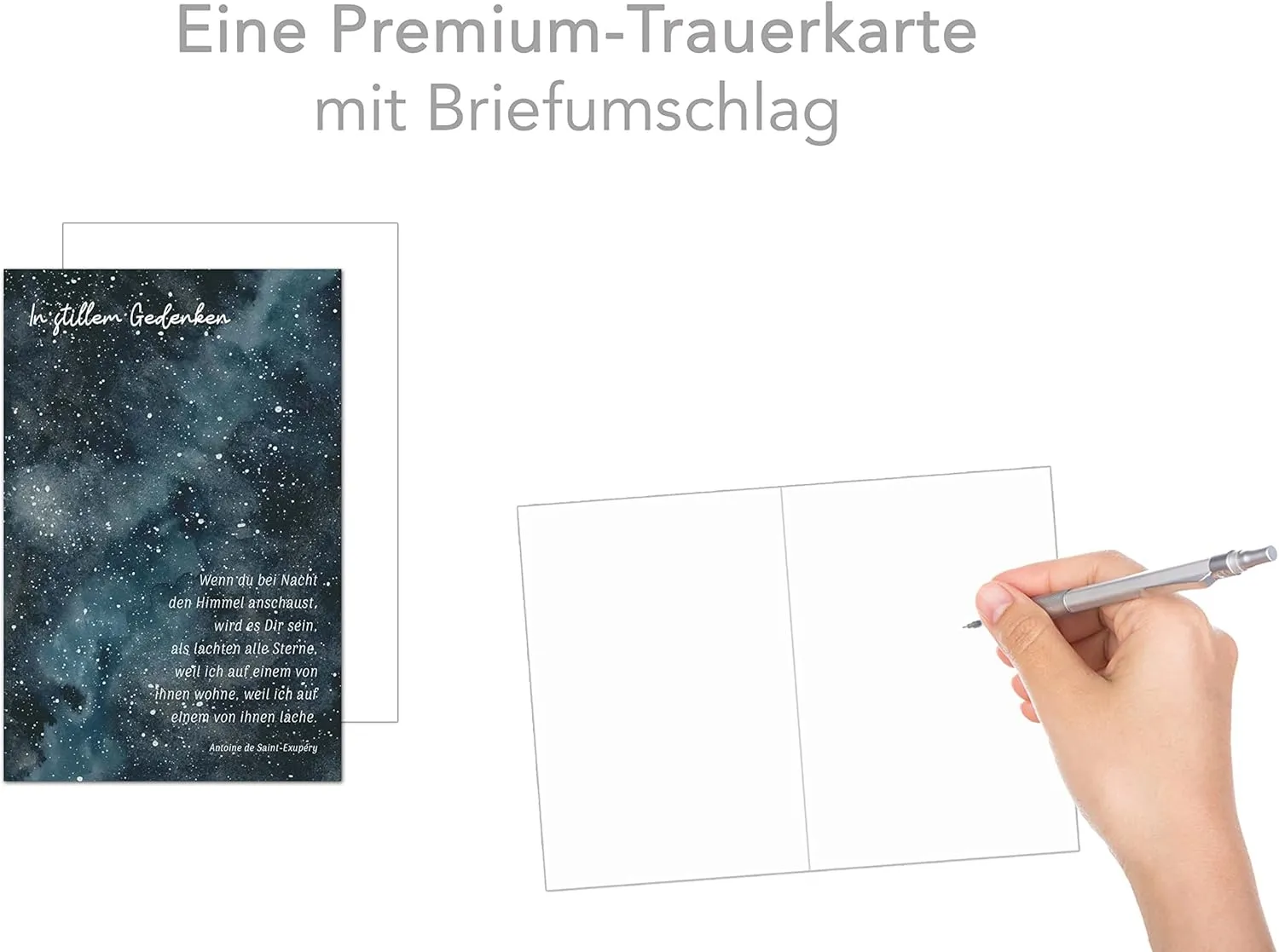Edition Seidel Premium rouwkaart T1077 SW023 sterrenhemel met envelop