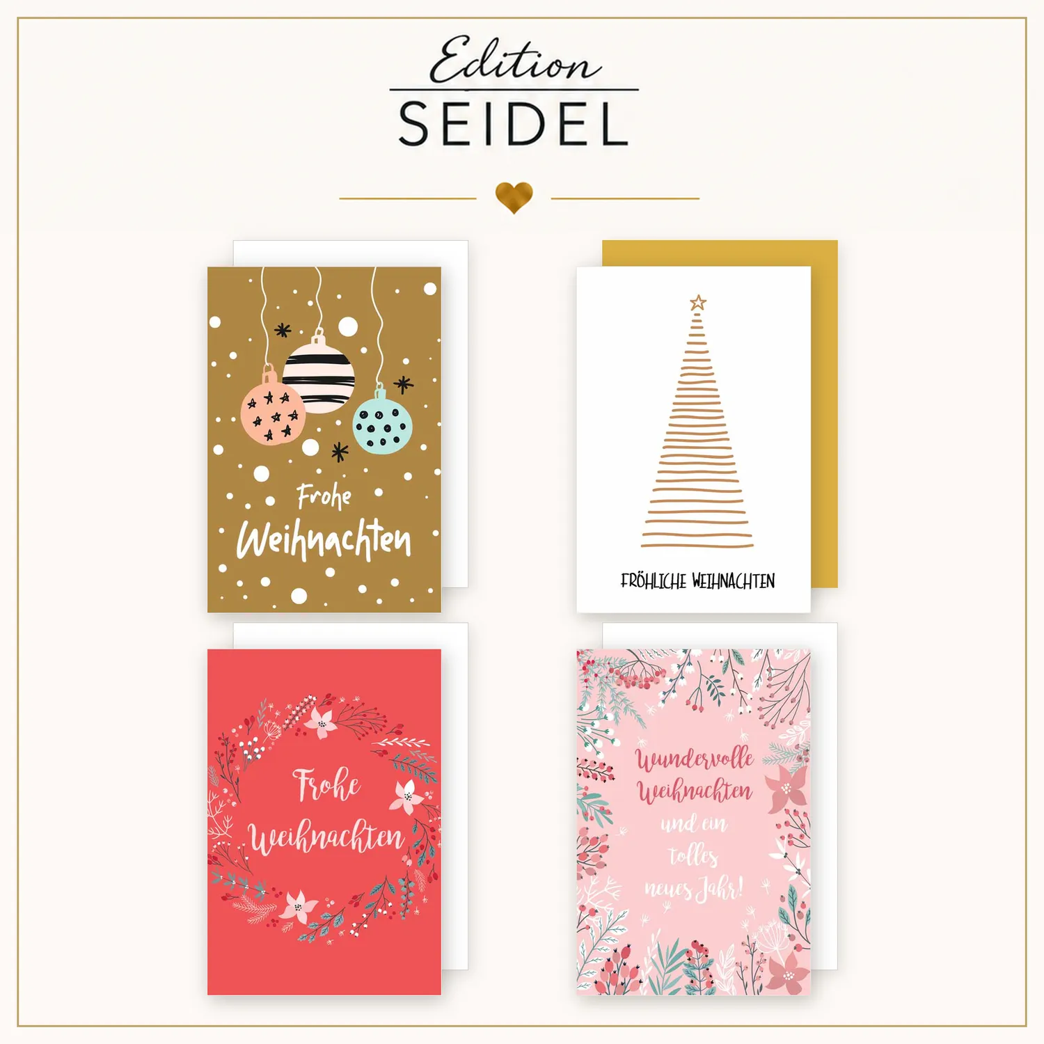 Edition Seidel 36703 SW026 kerstkaarten set 12 stuks goud