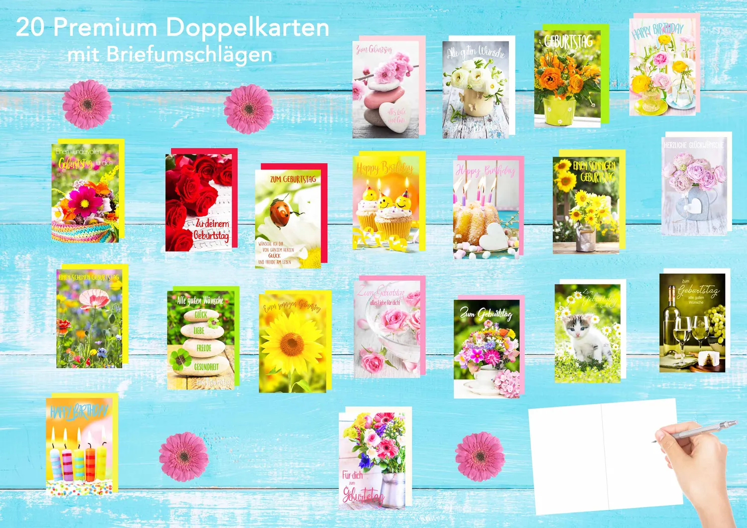 Edition Seidel Premium 20206 verjaardagskaarten set 20 met envelop