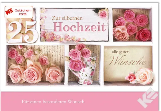 Kurt Eulzer 71-1179 wenskaart zilveren huwelijk 1 stuk rozen