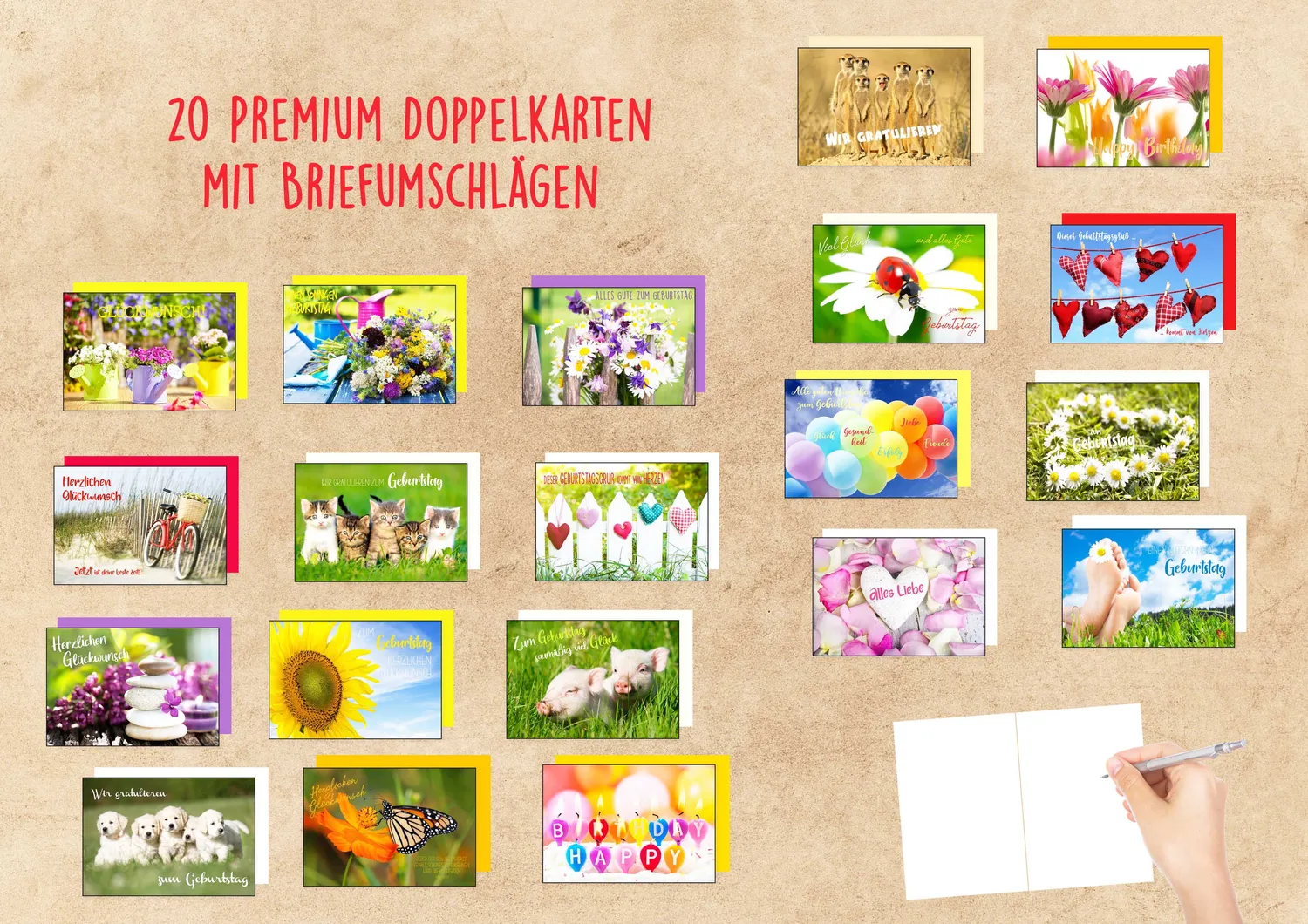 Edition Seidel SW02 verjaardagskaarten set 20 met envelop