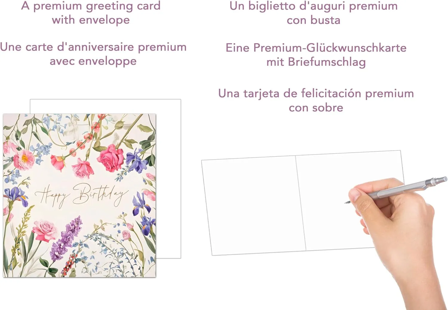 Edition Seidel GQ324 verjaardagskaart vierkant bloemen envelop