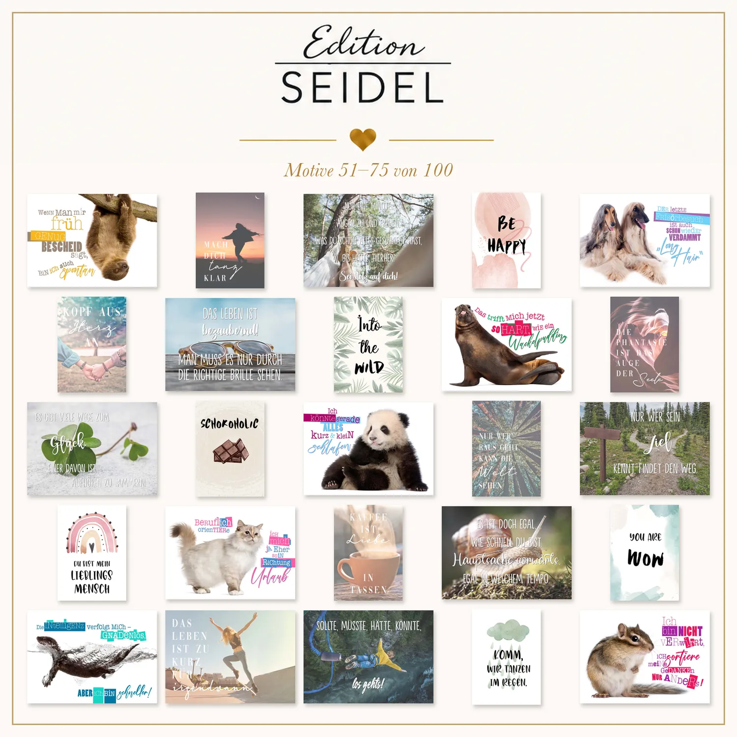 Edition Seidel spreuk postkaarten 36706 set 100 stuks mat