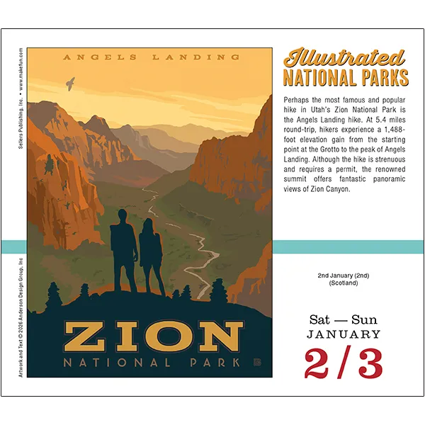 Sellers Publishing Illustrated National Parks 2027 scheurkalender retro