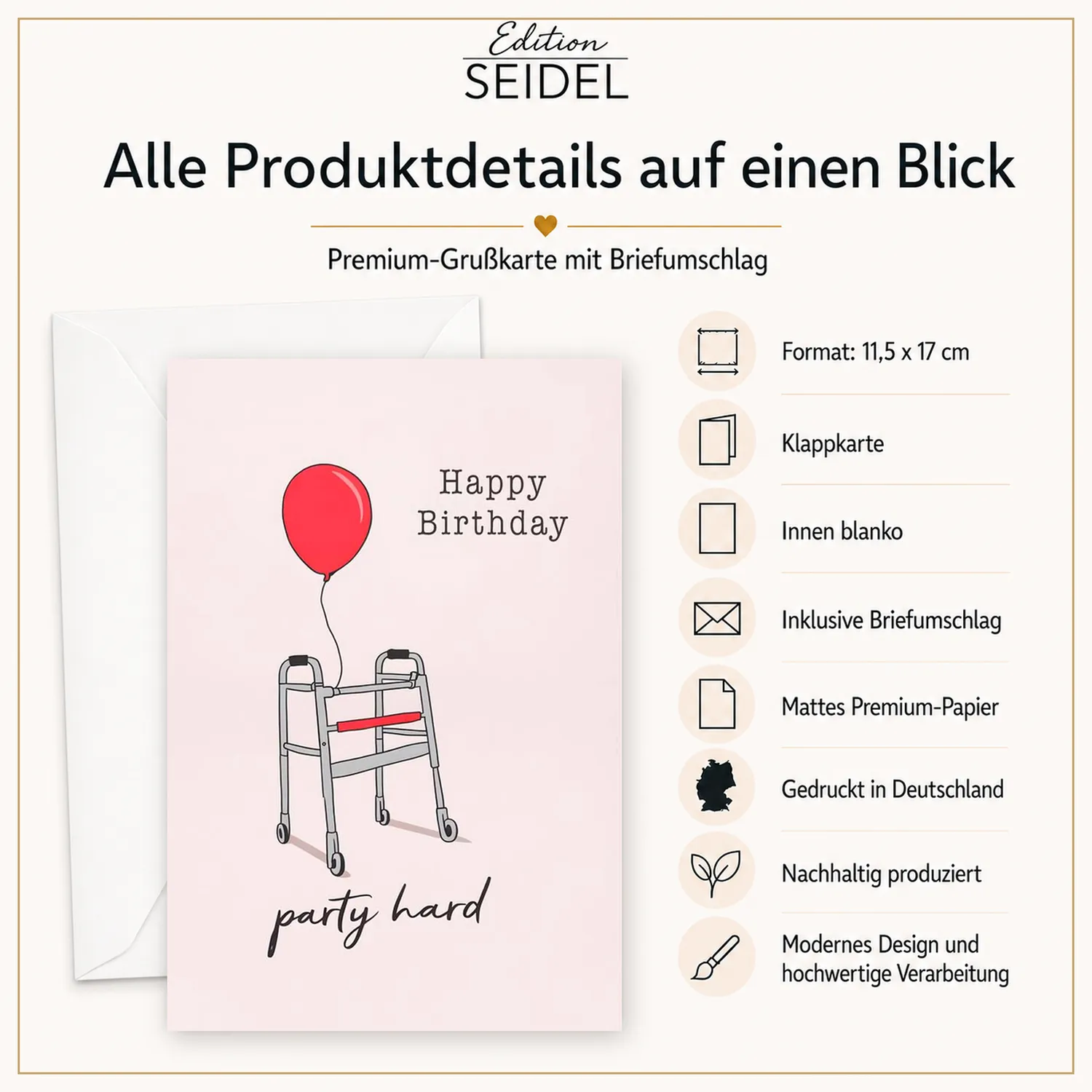Edition Seidel verjaardagskaarten set 12 grappig met envelop
