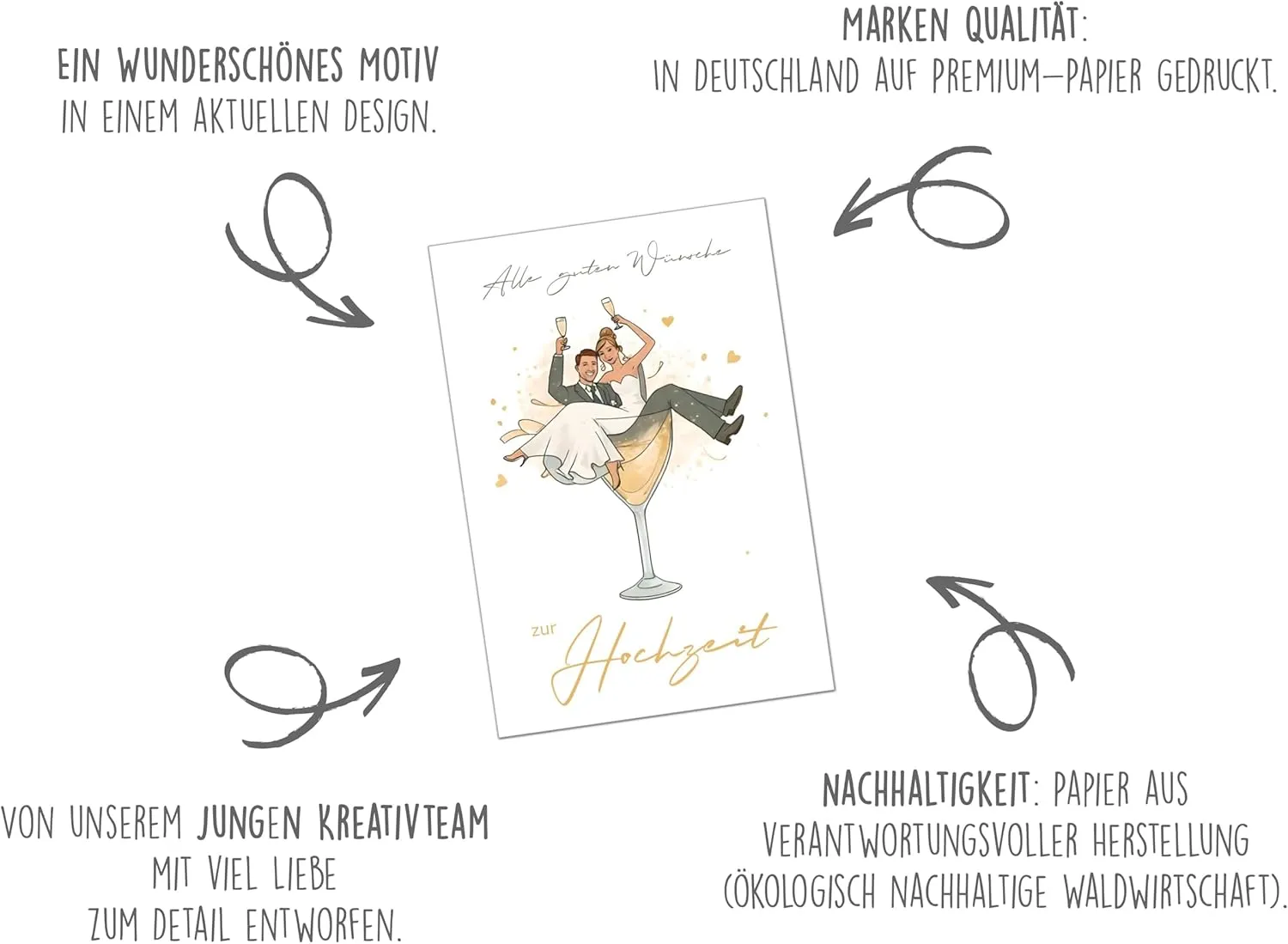 Edition Seidel Premium H483 SW024 huwelijkskaart Just Married