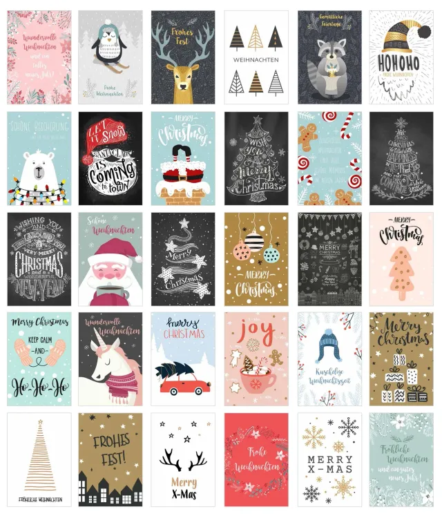 Edition Seidel 20383 kerst postkaarten set 30 stuks A6