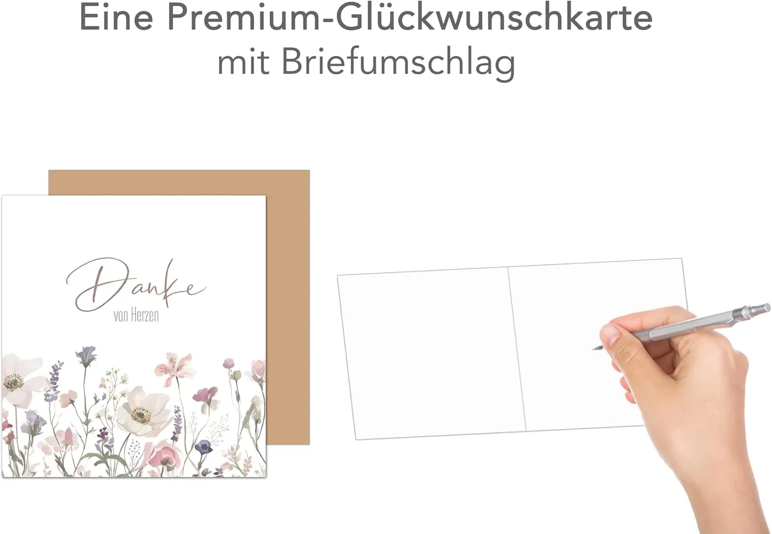 Edition Seidel DQ107 SW025 bedankkaart bloemen vierkant met envelop