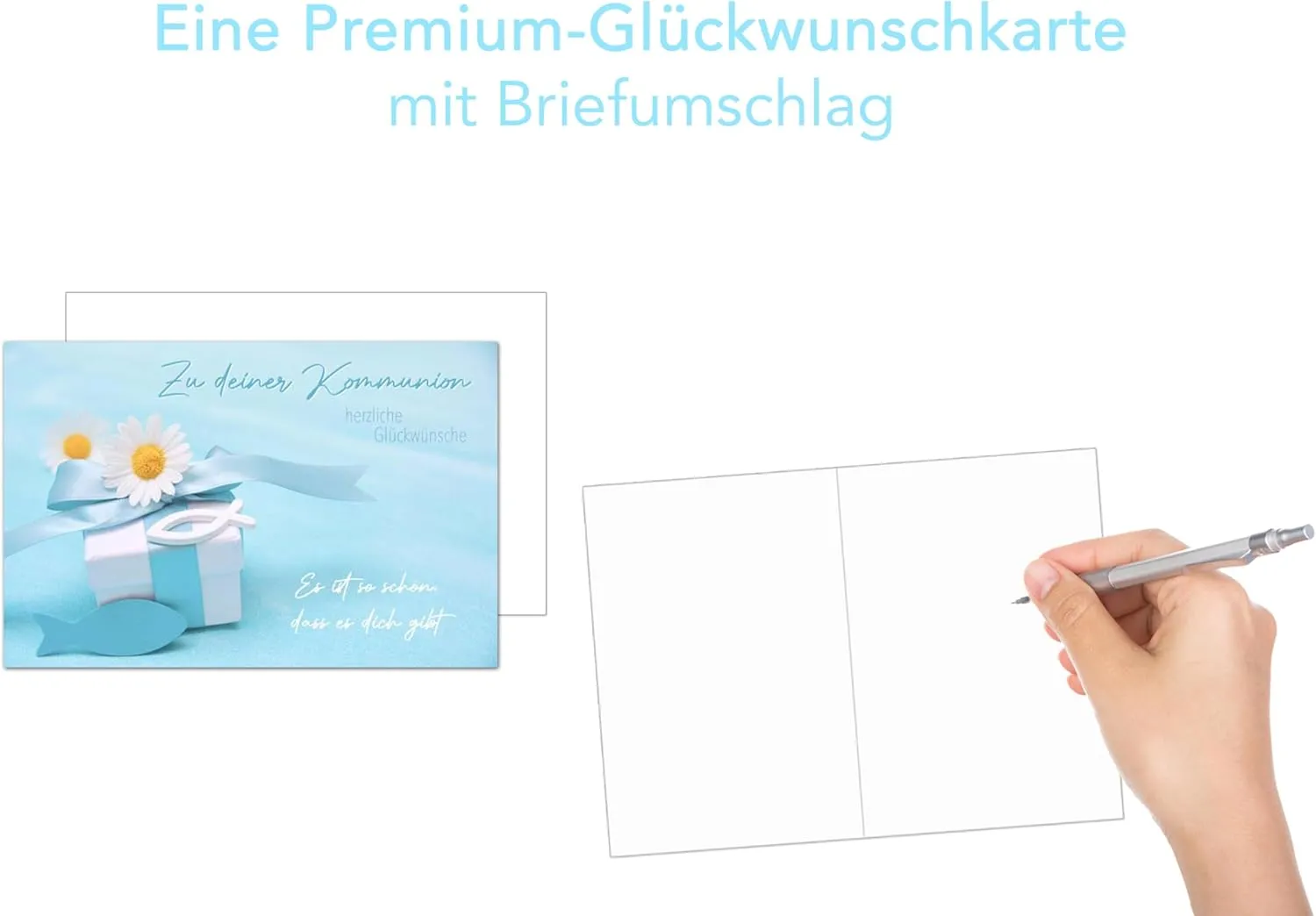 Edition Seidel KO298 communiekaart vis bloem met envelop