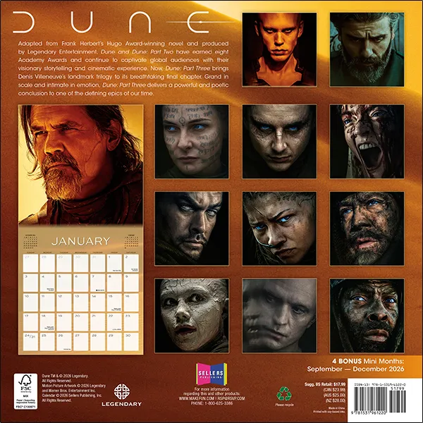 Sellers Publishing DUNE 2027 wandkalender filmbeelden