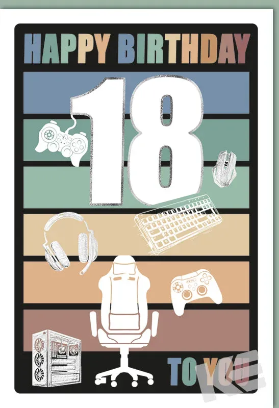 Kurt Eulzer 54-4118 verjaardagskaart 18 jaar gamer 1 stuk