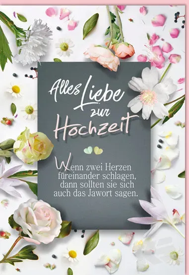 Kurt Eulzer 91-1010 trouwkaart witte karton bonte bloemen
