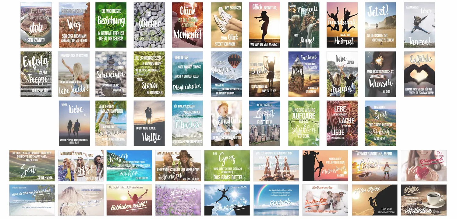 Edition Seidel Leben & Momente postkaarten set 100 spreuken