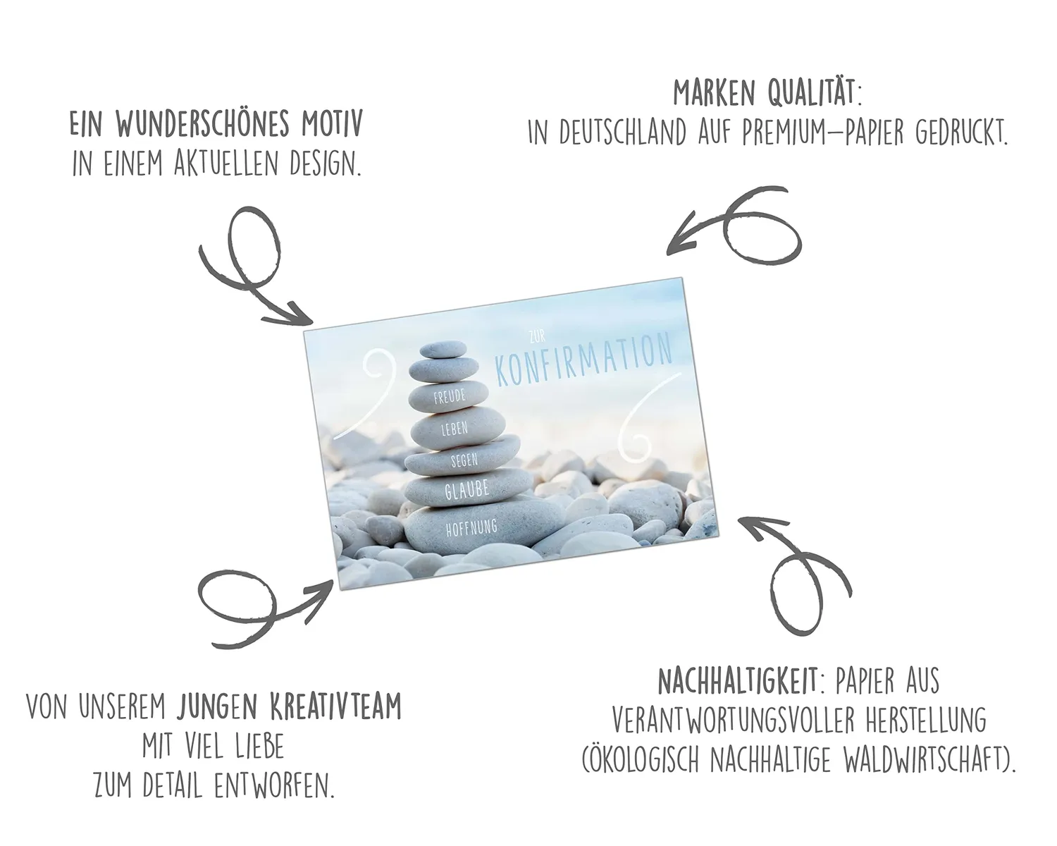 Edition Seidel KF307 vormselkaart strand stenen met envelop