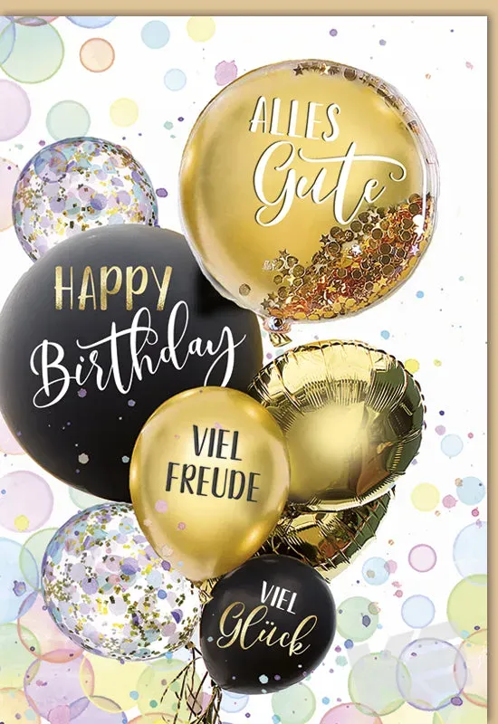 Kurt Eulzer 51-0107 verjaardagskaart Balloon Party met sticker