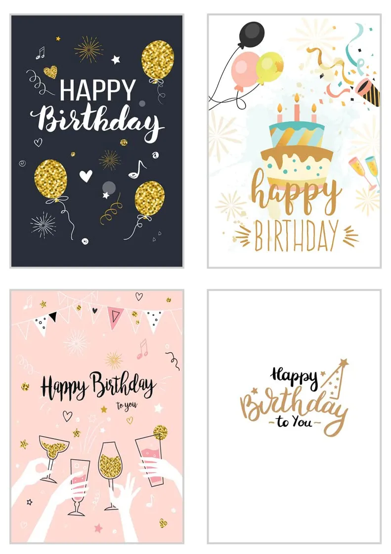 Edition Seidel 22363 verjaardagskaarten 12 stuks goud
