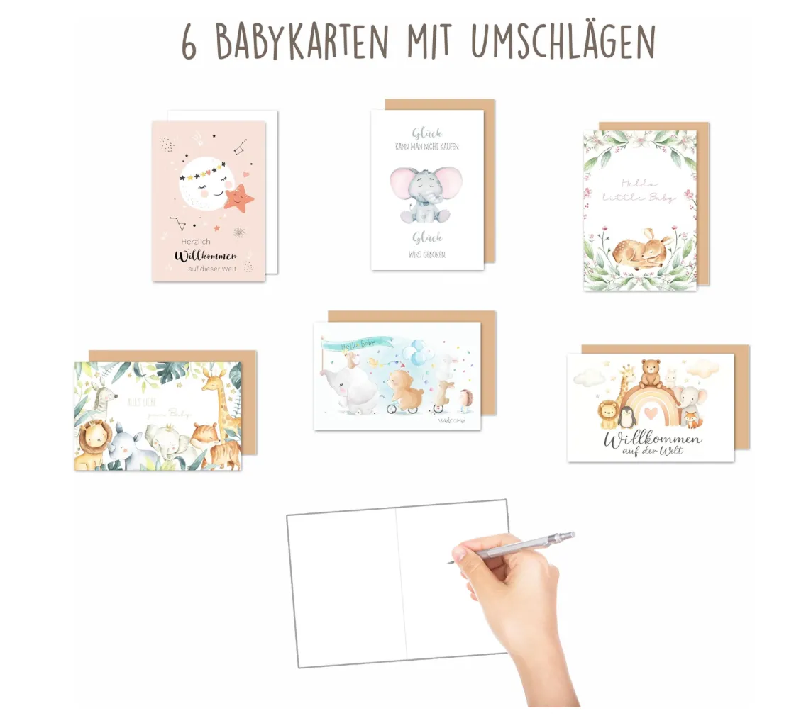 Edition Seidel SW026 geboortekaarten 6 stuks baby