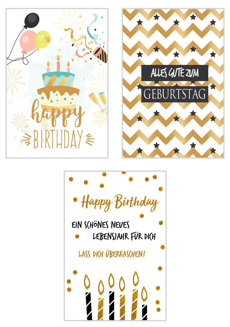 Edition Seidel 20821 verjaardagskaarten set 9 stuks goud