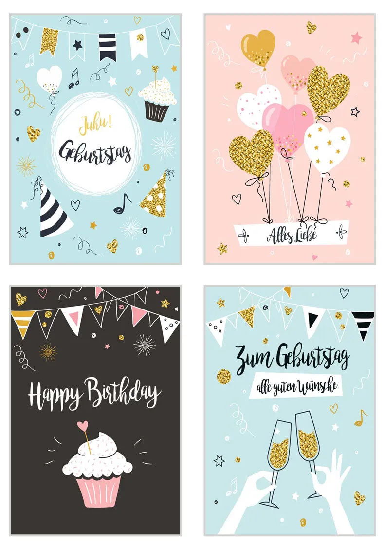 Edition Seidel 20322 verjaardagskaarten set 20 met envelop goud