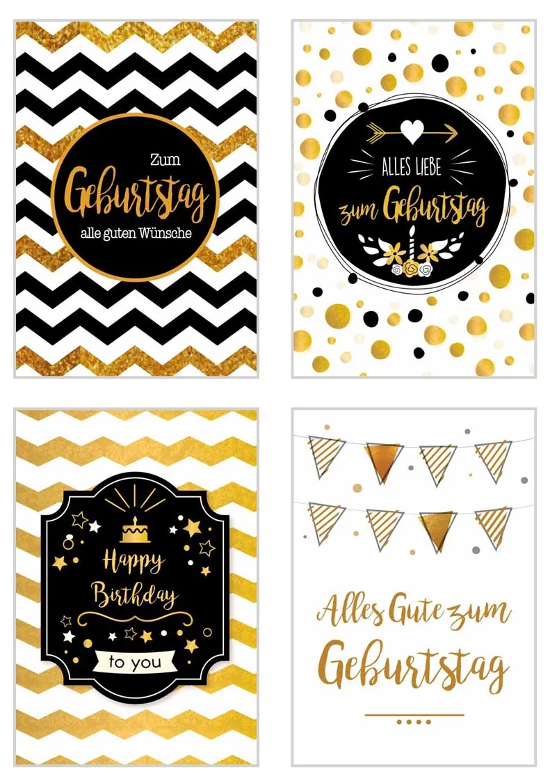 Edition Seidel 20149 verjaardagskaarten set 12 goudopdruk met envelop