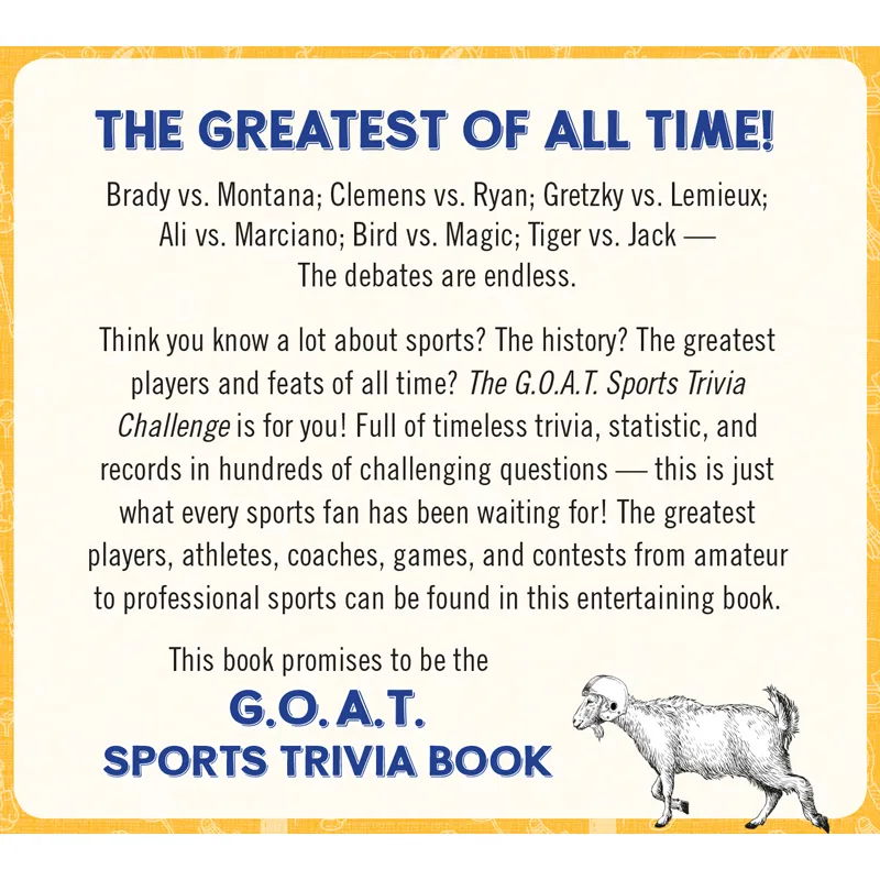 Sellers Publishing G.O.A.T. Sports Trivia Challenge quizboek