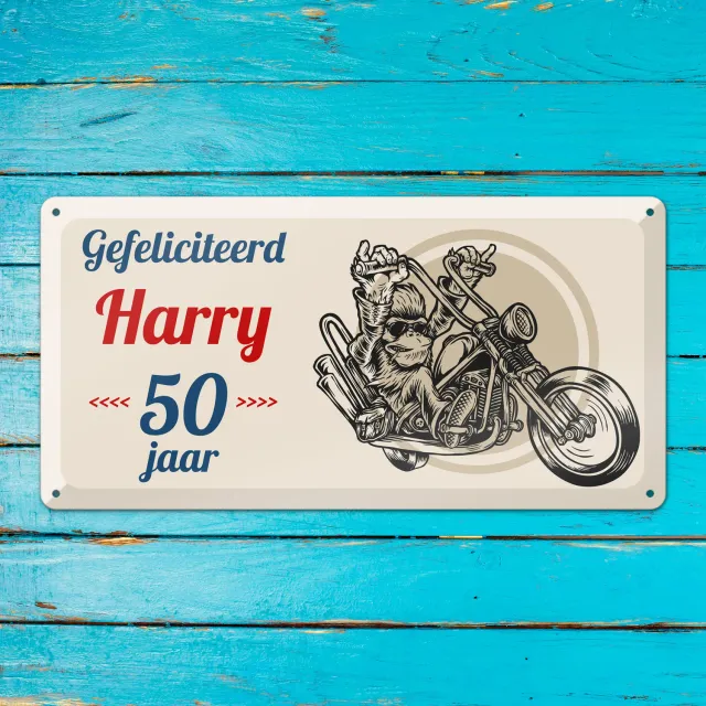 Gozi Harry's Motor metalen bord 40x20cm persoonlijk