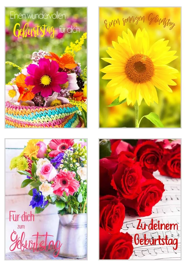 Edition Seidel 21244 verjaardagskaarten set 20 bloemen met envelop