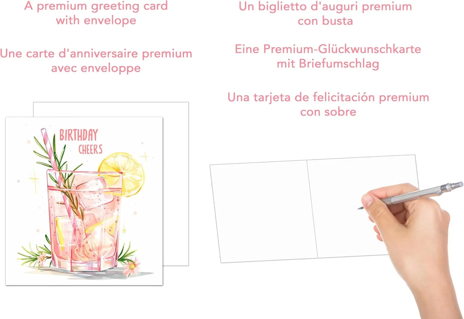 Edition Seidel GQ242 verjaardagskaart cocktail roze