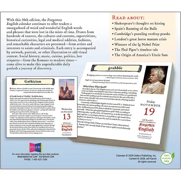 Sellers Publishing Forgotten English 2027 dagkalender Engelse woorden