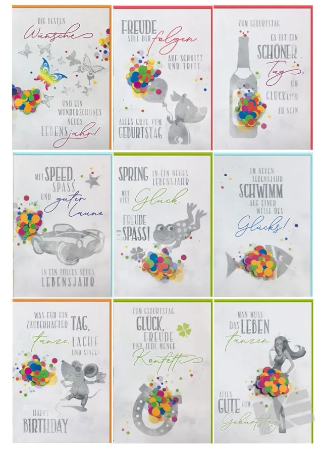 Kurt Eulzer 51-2722 wenskaarten confetti olé 27 stuks