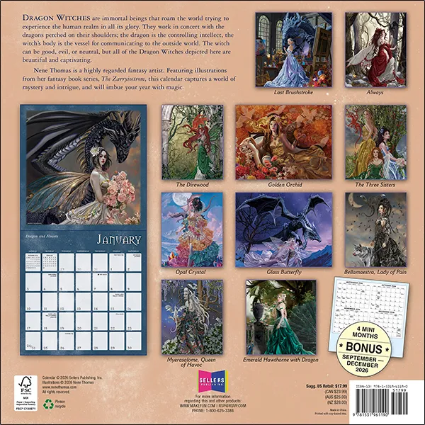 Sellers Publishing Dragon Witches 2027 wandkalender fantasy