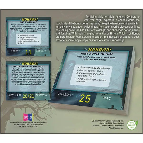 The Horror 2027 dagkalender boxed daily horror trivia