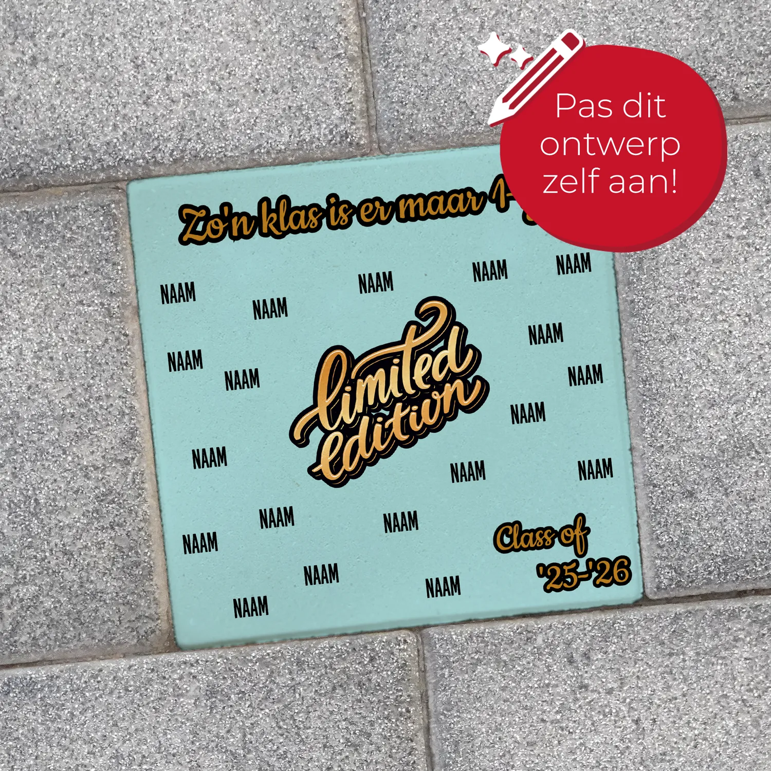 Gozi Groep 8 Limited Edition stoeptegel afscheid