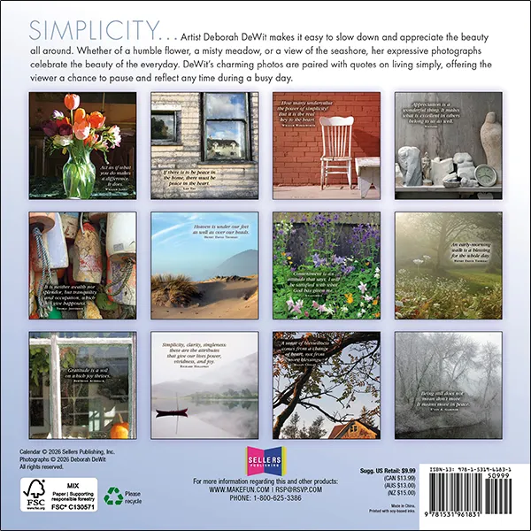 Sellers Publishing Simplicity 2027 minikalender Deborah DeWit